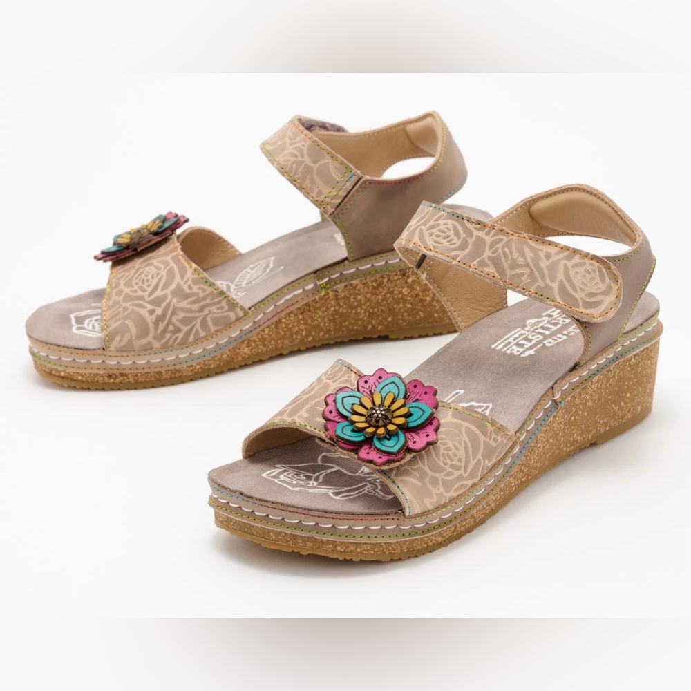 L'Artiste By Spring Step Vanille Wedge Sandal Size 38 (7.5-8)